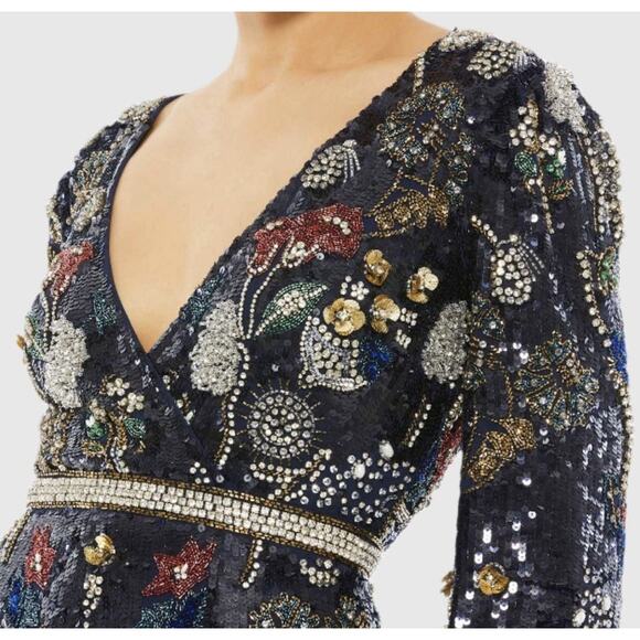 Mac Duggal 93546 Embellished Wrap Gown 18 Bishop Sleeves Formal Dress NWT $1798 - Picture 5 of 16